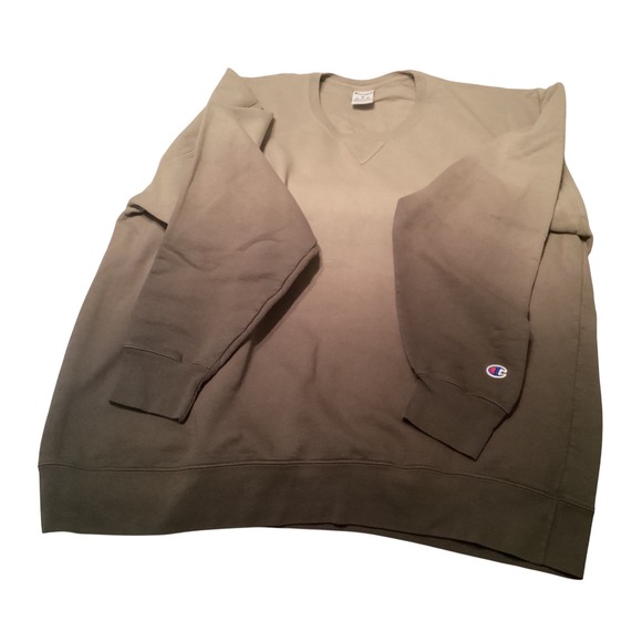 Champion Other - Champion Mens Ombre Dip Dye Crewneck Sweatshirt Tan Olive Brown XL C Logo